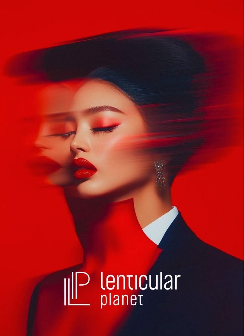 Anuncio de Lenticular Planet: retrato en rojo con efecto de movimiento