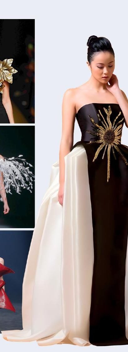 Modelo con vestido negro y blanco de Isabel Sanchís